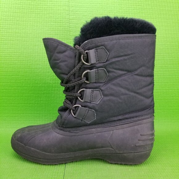 ✅NORTHWEST TERRITORY INSULATED WINTER SNOW BOOTS BLACK SIZE 8 FAUX FUR REMOVABLE - Picture 10 of 11